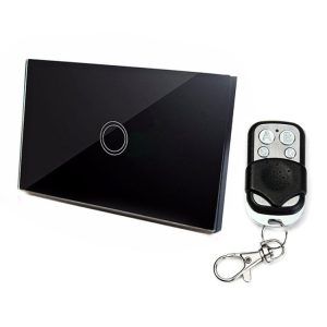 120mm 1 Gang Tempered Glass Panel Wall Switch Smart Home Light Touch Switch with RF433 Remote Controller, AC 110V-240V, 120mm 1 Gang/Black