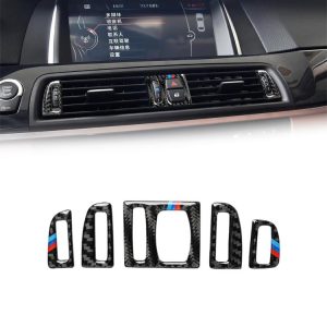 5 PCS Carbon Fiber Car Air Outlet Decorative Sticker for BMW 5 Series F10 2011-2017, Air Outlet(Three Color), Air Outlet