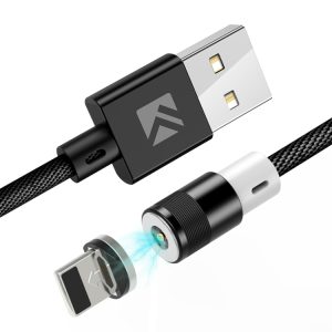 FLOVEME 1m 2A Output 360 Degrees Casual USB to 8 Pin Magnetic Charging Cable, Built-in Blue LED Indicator, 8Pin Black, 8Pin Blue, 8Pin Red