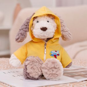 Cute Dressing Teddy Plush Toys Decorative Gift Plush Doll, Yellow Jumpsuit, Gray Hoodie, Red Hoodie, Yellow Skirt, Green Skirt, White Skirt, Naked Dog, Gray Suit, Orange Suit, Yellow Sweater, Coffee Sweater