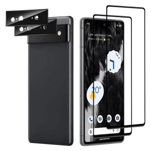 2pcs Full Glue Tempered Glass Full Film with 2pcs Aluminum Lens Film Set, For Google Pixel 7, For Google Pixel 7 Pro