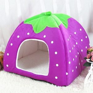 Strawberry Shaped Foldable Short Plush Pet House Nest, Size: M, Purple, Size M, Red, Size M, Pink, Size M, Blue, Size M