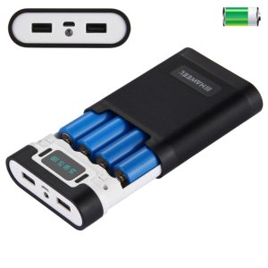 HAWEEL DIY 4 x 18650 Battery (Not Included) 10000mAh Power Bank Shell Box with 2 x USB Output & Display for iPhone, Galaxy, Sony, HTC, Google, Huawei, Xiaomi, Lenovo and other Smartphones, DIY 4 x 18650 10000mAh  Battery (US)...