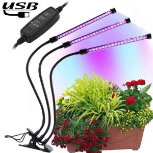 30W Triple Heads Adjustable Spectrum Timing LED Lamp for Plant Growth Lighting, USB Plug DC 5V