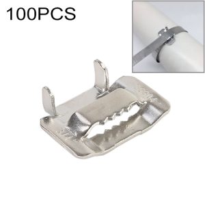 100 PCS 12.7mm 304 Stainless Steel Tie Lock Type Cable Wrapped Bundle Buckle