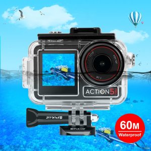 For DJI Osmo Action 5 Pro / 3 / 4 PULUZ 60m Underwater Waterproof Housing Diving Case with Cold Shoe & Buckle Basic Mount & Screw