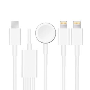 For Apple Watch Series & iPhone 3 in 1 Type-C Magnetic Charging Cable 4ft/1.2m
