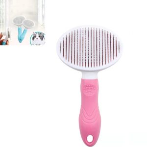 Pet Cat and Dog Hair Removal Beauty Modeling Comb Automatic Hair Loss Self-cleaning Needle Comb, Needle Comb Pink, Needle Comb Green