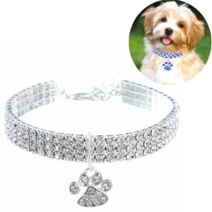 Pet Collar Diamond Elastic Cat And Dog Necklace Jewelry, S, M, L