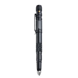 P08 Outdoor LED With Flashing Tungsten Steel Window Breaking Self-Defense Pen, Black, Gold, Grey