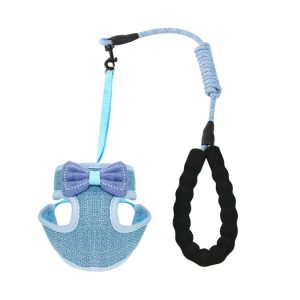 Bow Vest Type Adjustable Cat Leash, Blue, Green, Gray
