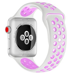 For Apple Watch Series 10 42mm / 9&8&7 41mm / SE 3&SE 2&6&SE&5&4 40mm / 3&2&1 38mm Fashionable Classical Silicone Sport Watch Band(Grey White), WA1230A, WA1230B, WA1230BG, WA1230BH, WA1230BL, WA1230BM, WA1230BR, WA1230BY, WA1230C, WA1230D, WA1230DW...