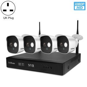 SriHome NVS001+IPC029 1080P 4-Channel NVR Kit Wireless Security Camera System, Support Humanoid Detection / Motion Detection / Night Vision, US Plug, 4-Channel