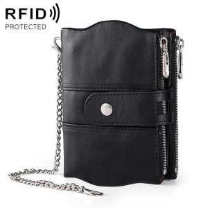 LT3539 Cowhide Leather Zipper Buckle Anti-magnetic RFID Wallet Clutch Bag for Men, with Card Slots & Shoulder Strap, LT3539 Shoulder Strap Black, LT3539 Shoulder Strap Blue, LT3539 Strap Red, LT3539 Yellowish-brown