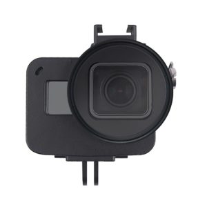 Housing Shell CNC Aluminum Alloy Protective Cage with Insurance Frame & 52mm UV Lens for GoPro HERO7 Black /6 /5, 52mm UV Black, 52mm UV Blue