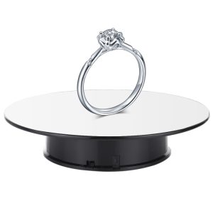 25cm 360 Degree Electric Rotating Mirror Surface Turntable Display Stand Video Shooting Props Turntable for Photography, Load 3kg, Powered by Battery, 25cm Mirror/Powered by Battery(WB), 25cm Mirror/Powered by Battery(B), 25cm Mirror/Powered by Battery(W)