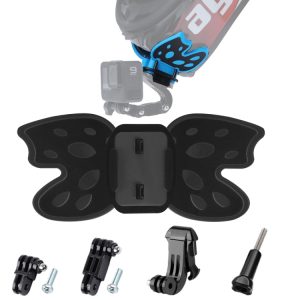 Butterfly Helmet Mount Adapter with 3-Way Pivot Arm & J-Hook Buckle & Long Screw for GoPro, Insta360, DJI and Other Action Cameras, Butterfly Helmet Mount with Pivot Arm & J-Hook Buckle