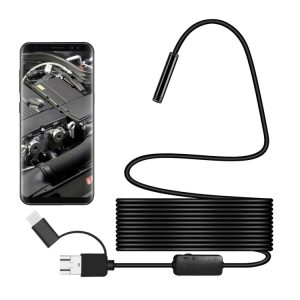 Y101 8mm Spiral Head 3 In 1 Waterproof Digital Endoscope Inspection Camera, Length: 5m Hard Cable, Length: 5m Hard Cable