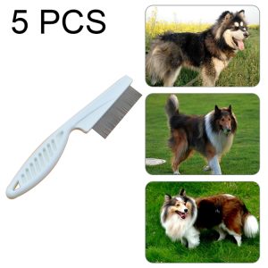 5 PCS Pet Cats Dogs Supplies Combs Fine Toothed Stainless Steel Needle Fleas Removal Combs, Length: 14cm, Length: 14cm, White, Length: 14cm, Blue, Length: 14cm, Purple