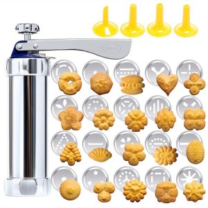 Multifunctional  Household Cookie Biscuit Machine Tool Mold Decorating Mounted DIY Baking with 20 Moulds & 4 Nozzles, Multi-function silver
