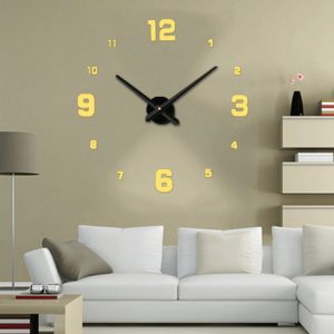 Bedroom Home Decoration Mirrored Number Frameless Large 3D DIY Wall Sticker Mute Clock, Size: 100*100cm, 3M005 (Gold), 3M005 (Silver), 3M005 (Black)