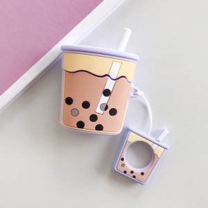 Wireless Earphones Shockproof Pearl Milk Tea Silicone Protective Case for Apple AirPods 1 / 2, Purple, Apricot, Orange, Green