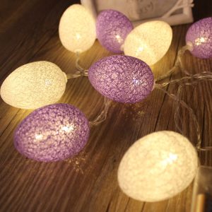 Battery Powered 1.8m 10 LEDs Cotton Thread Colour Egg Lamp String Easter Holiday Party Household Decorative Light, 1.8m(Battery Powered)