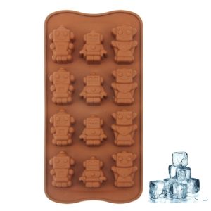 Lovely Robot Shape 12-Grid Ice Cube Tray(Brown)