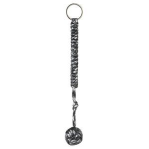Outdoor Security Protection Black Monkey Fist Steel Ball Bearing Self Defense Lanyard Survival Key Chain