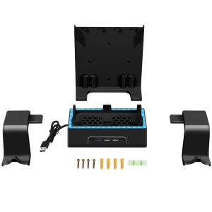 For XBOX Series S Wall Mounted Cooling RGB Multi-function Base With Fan and Hook, Wall Mounted Rack