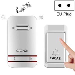 CACAZI V027G One Button One Receivers Self-Powered Wireless Home Kinetic Electronic Doorbell, UK Plug, 1 Button 1 Receivers