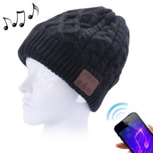 Wavy Textured Knitted Bluetooth Headset Warm Winter Beanie Hat with Mic for Boy & Girl & Adults