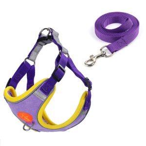Pet Dog Harness Reflective Anti-break-off Vest-style Leash, Suede Purple, Mesh Classic Red, Mesh Coffee, Mesh Black, Mesh Orange